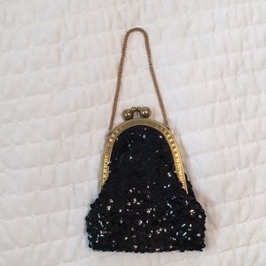 Antique Vintage Black Beaded Purse 1920s